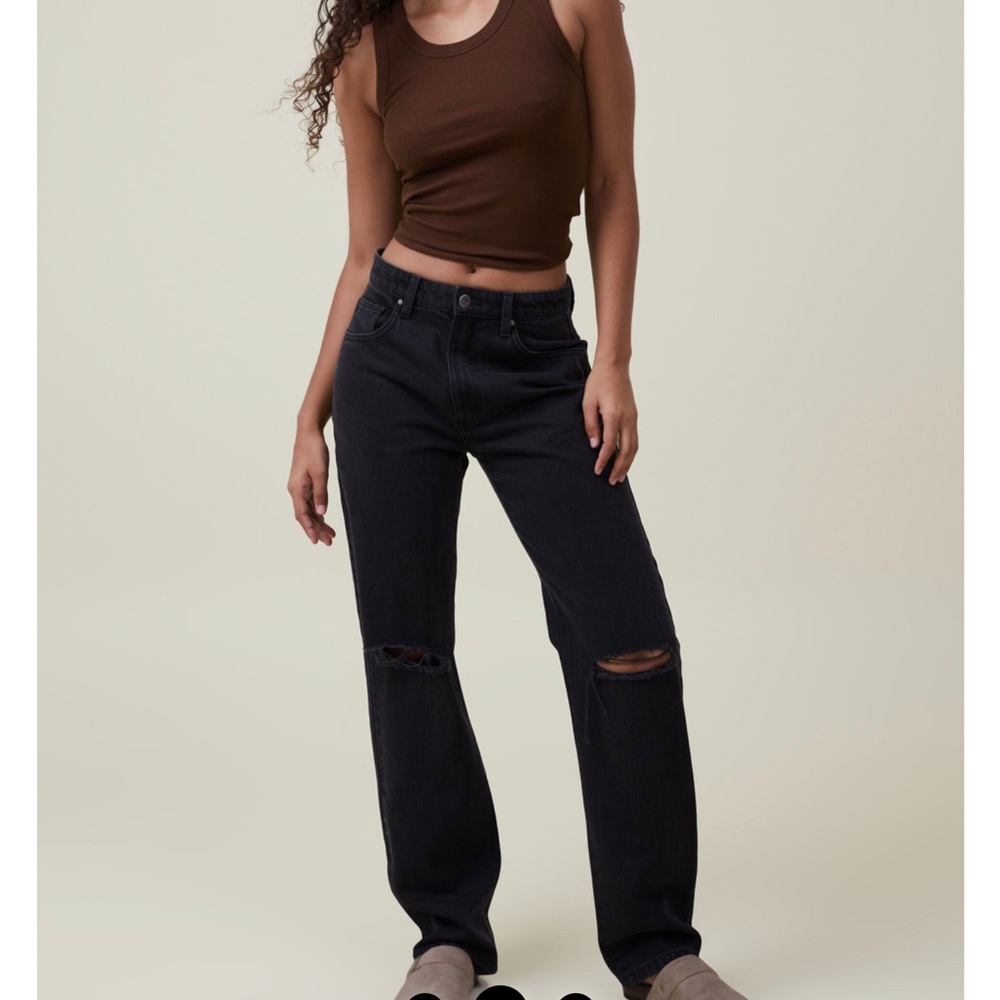 Cotton On Womens Long Straight Leg Denim Jeans. Color black. Size 4 NWT